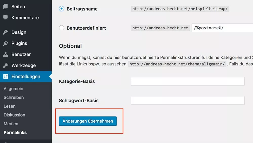 Wordpress - 404 Fehler nach Theme Installation